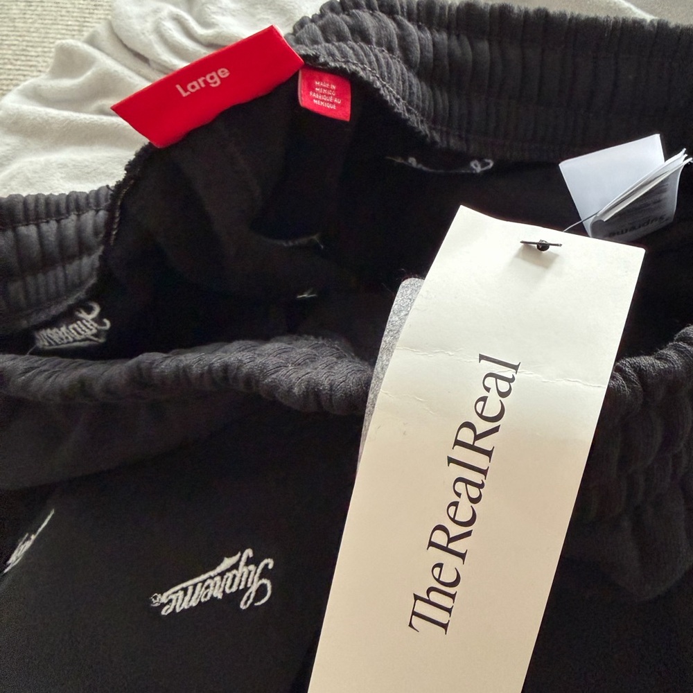Supreme Black Sweatpants with White Script Logos - Picture 4 of 4